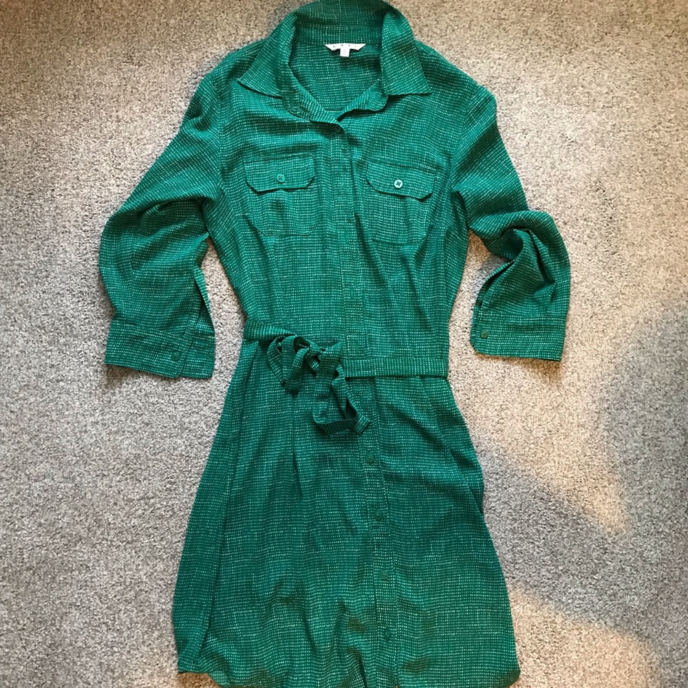 Cabi button down tie waist dress